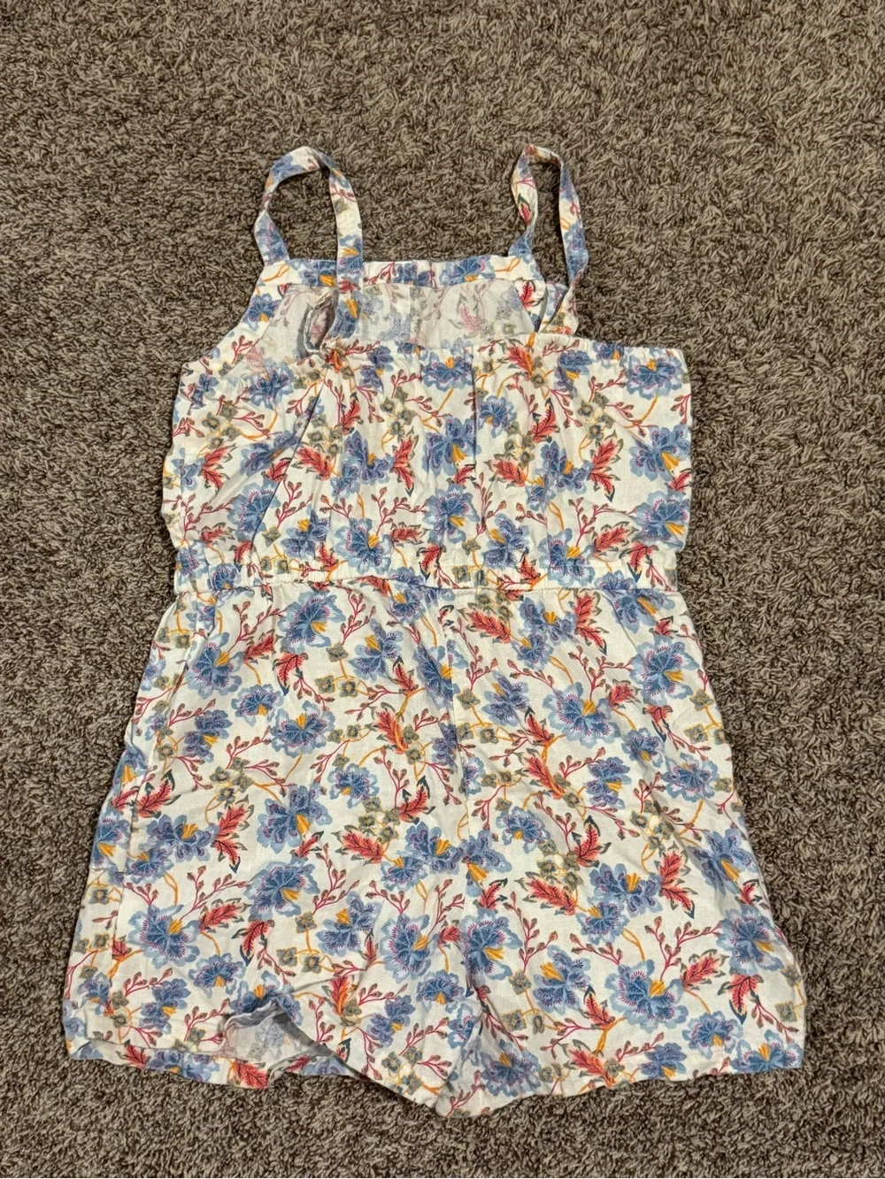 Girls old Navy Floral Print Romper - White with Blue Flowers